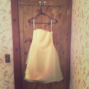 Canary yellow David’s Bridal bridesmaid dress